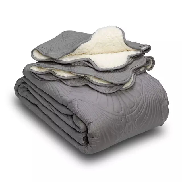 Cubrecama  Sherpa Liso 2 Plazas Mallorca Paris Gris 230x250 Cm