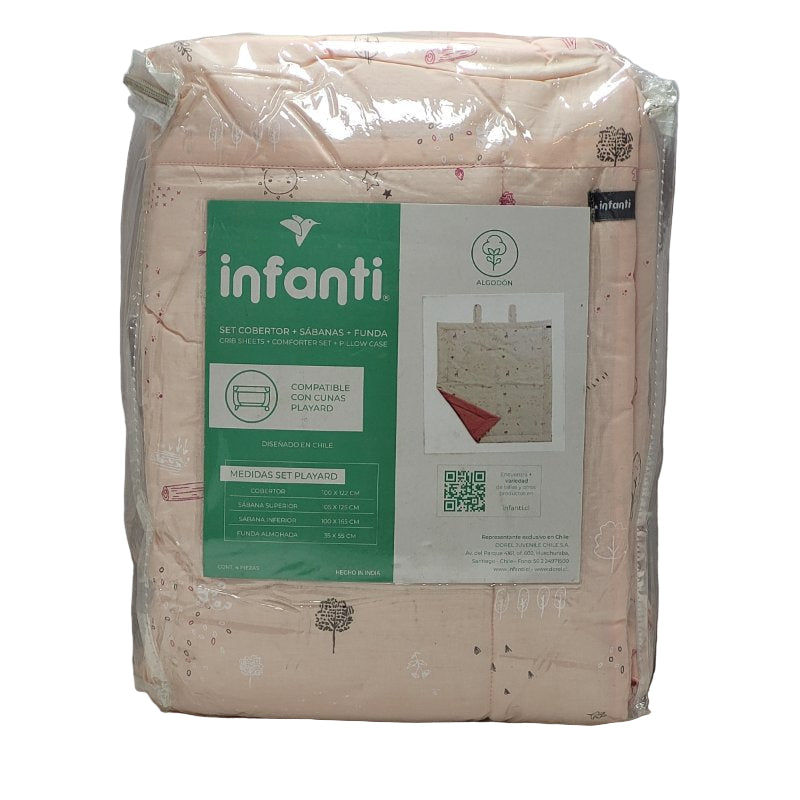 Set De Cuna Infanti Playard Rosado Xxx