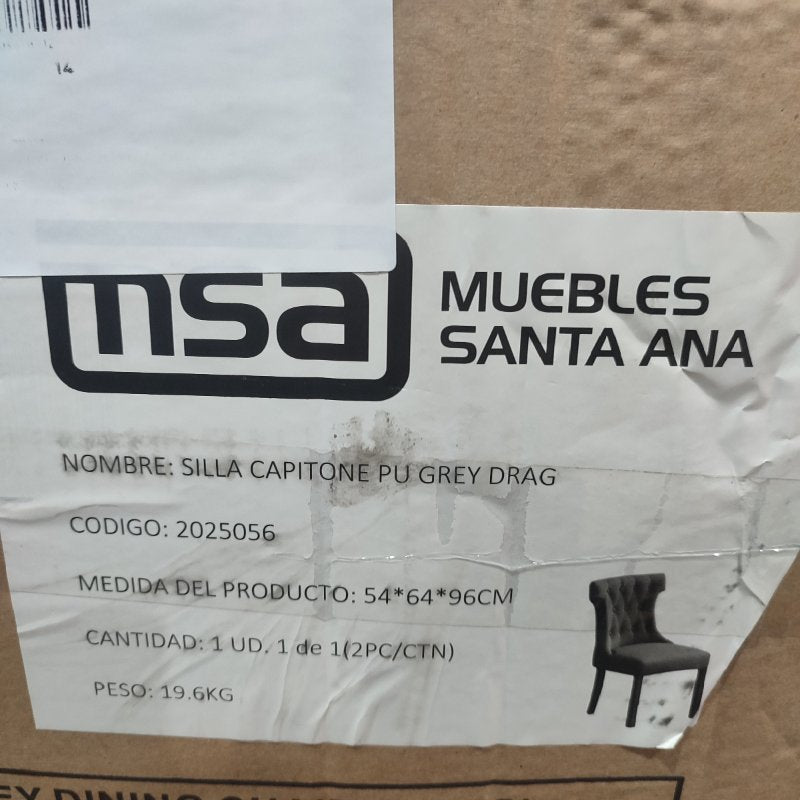 Set De 2 Sillas Capitone Muebles Santa Ana Drag Grey