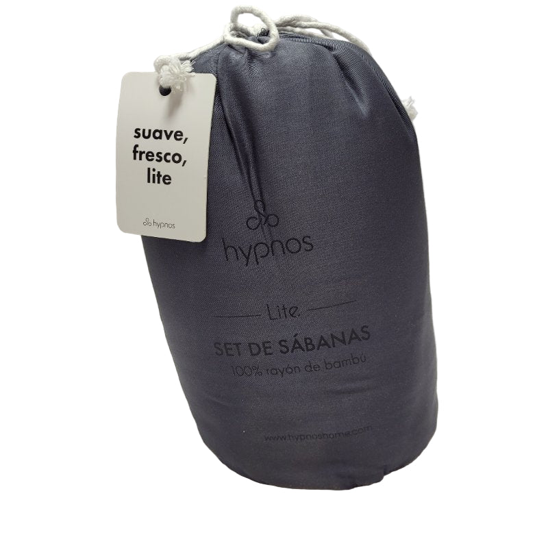 Set De Sabanas 100% Rayon  De Bambu Hypnos Lite Gris Oscuro 1 Plaza