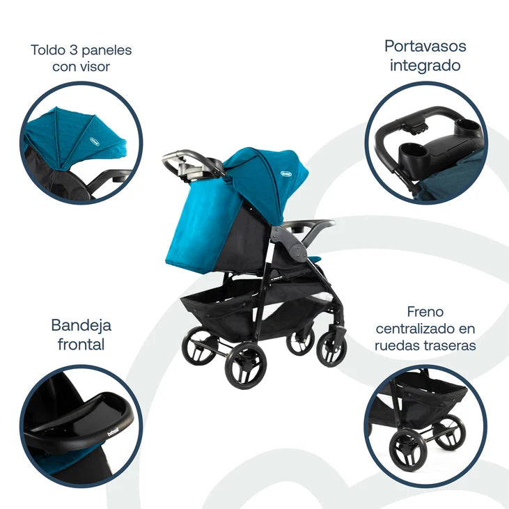 Coche de Viaje Bebesit 5282/Sienna Azul - Plegable y Ligero para Bebes