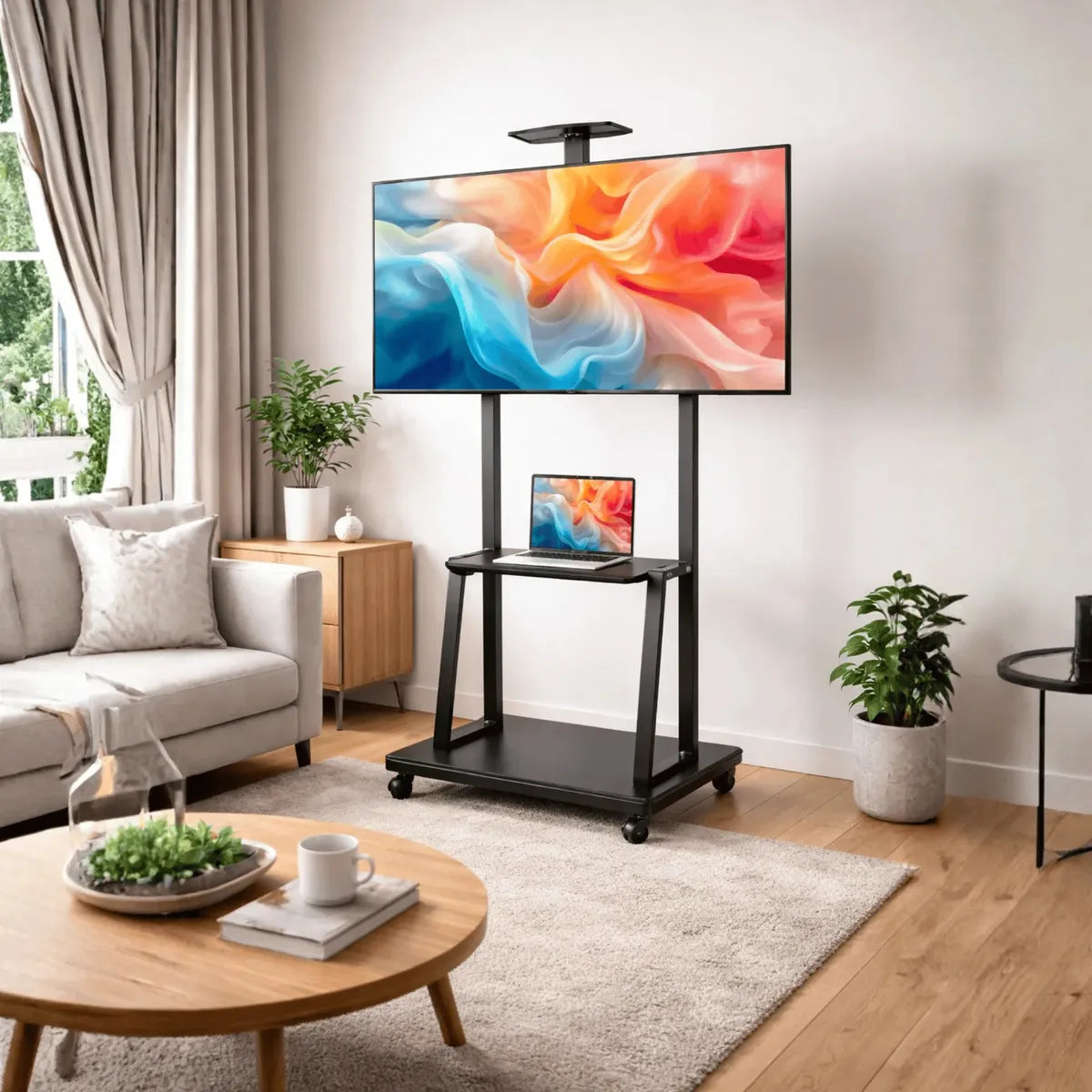 Soporte para TV con Ruedas de 32 a 70 Pulgadas, Base Pedestal , Negro