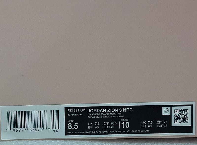 Zapatillas Nike Jordan Zion 3 Nrg Fz1321-601 Corail 42 Eur Masculino