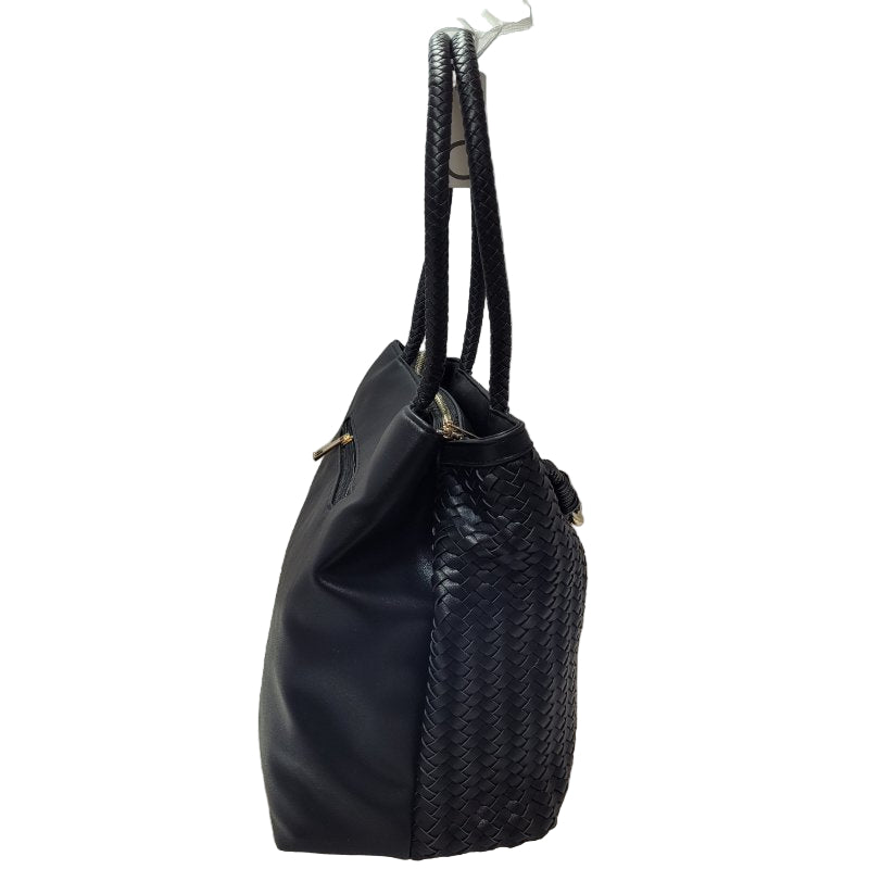 Cartera Dos Asas Ganel Tramado Car3036 Negro Femenino