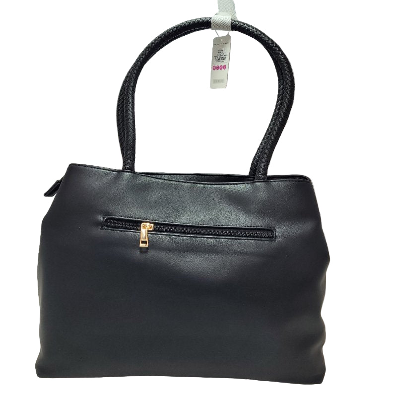 Cartera Dos Asas Ganel Tramado Car3036 Negro Femenino