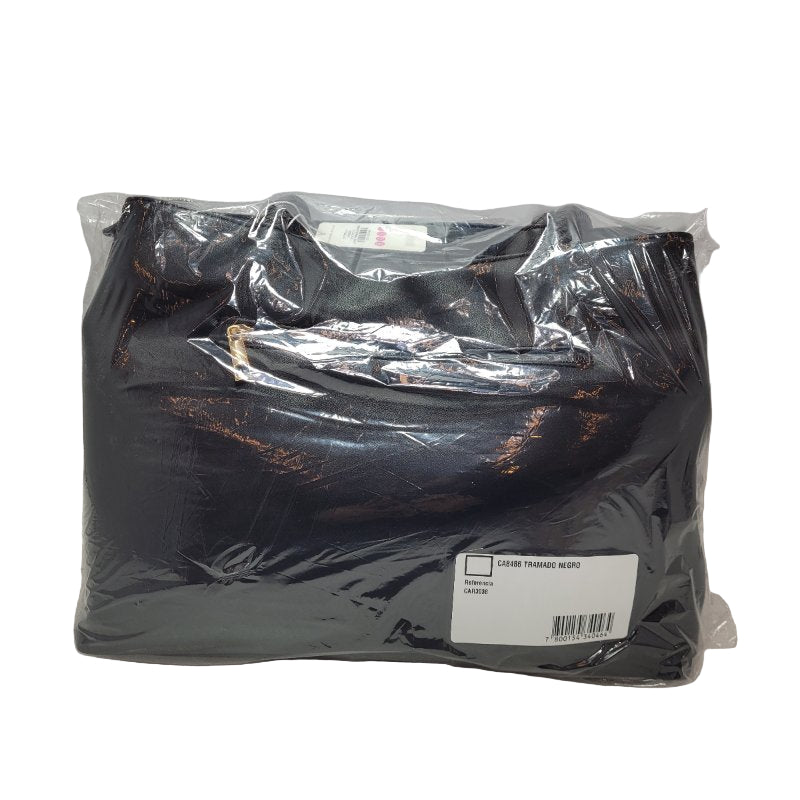 Cartera Dos Asas Ganel Tramado Car3036 Negro Femenino