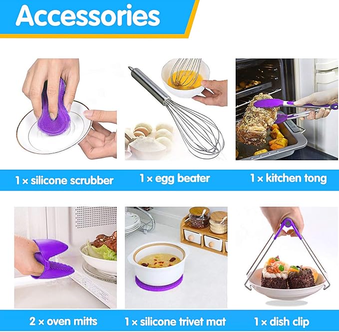 Juego de Accesorios para Olla instantánea AIDUY 23 Piezas en Color Morado