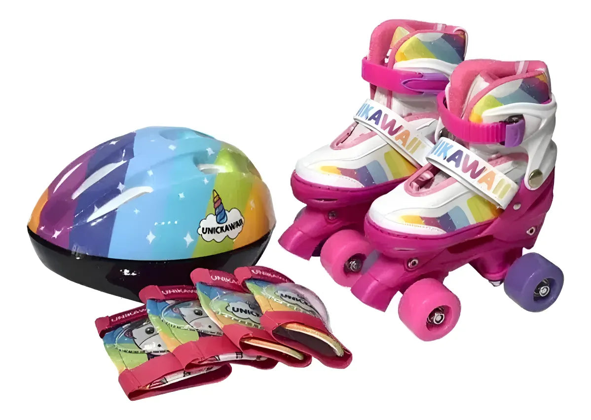 Set Patines Unickawaii Con Accesorios Ib-P100xs Rosado
