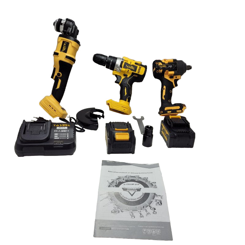 Llave De Impacto Esmeril Y Taladro Percutor Tasbel Inalambricos 3 Unidad