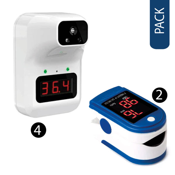 Pack de  4 termómetro infrarrojo y 2 saturómetro oxímetro de pulso