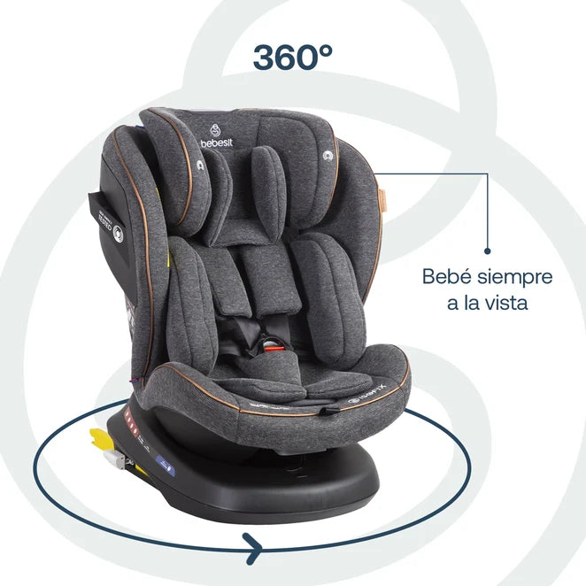 Silla de Auto Convertible Bebesit ISOFIX Supra 360 Premium Gris