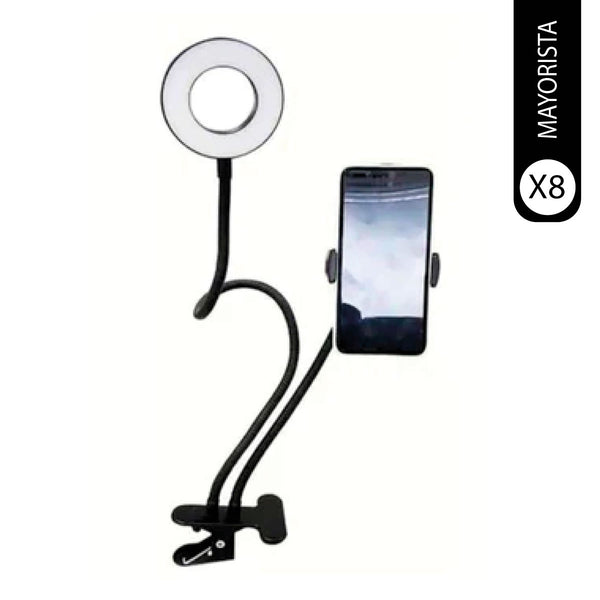 Pack de 8 Aro de luz led para mesa de 9cm soporte para celular
