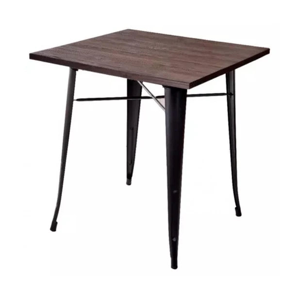 Mesa Klik Tolix Restaurant Cuadrada Con Cubierta De Madera Madera / Negra 80X80Cm