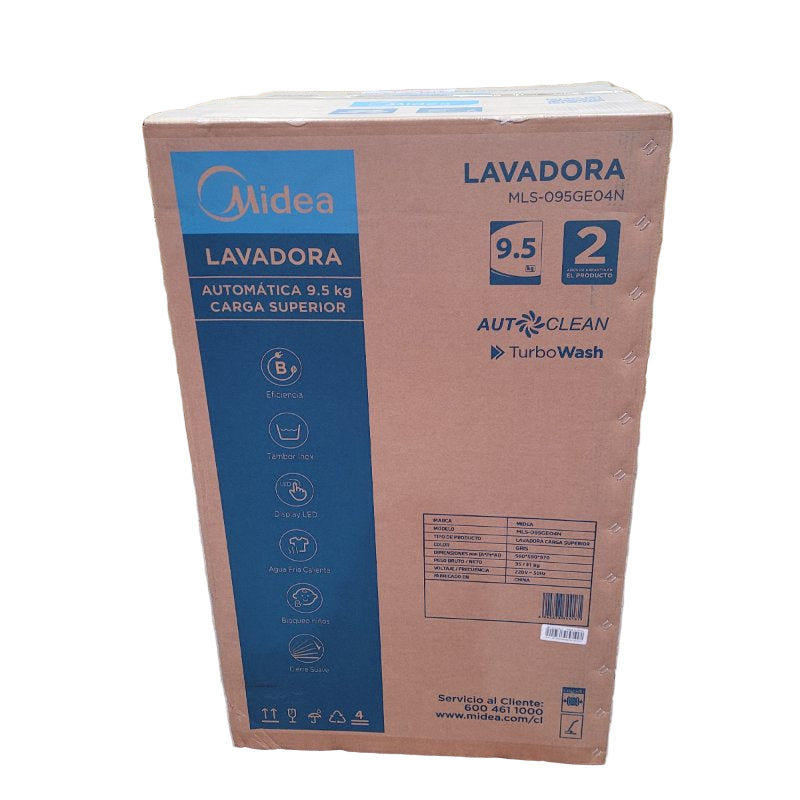 Lavadora Automatica  Carga Superior Midea Mls-095ge04n Gris 9.5 Kg