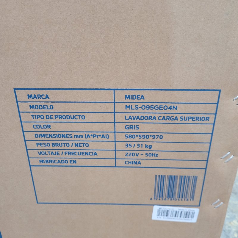 Lavadora Automatica  Carga Superior Midea Mls-095ge04n Gris 9.5 Kg