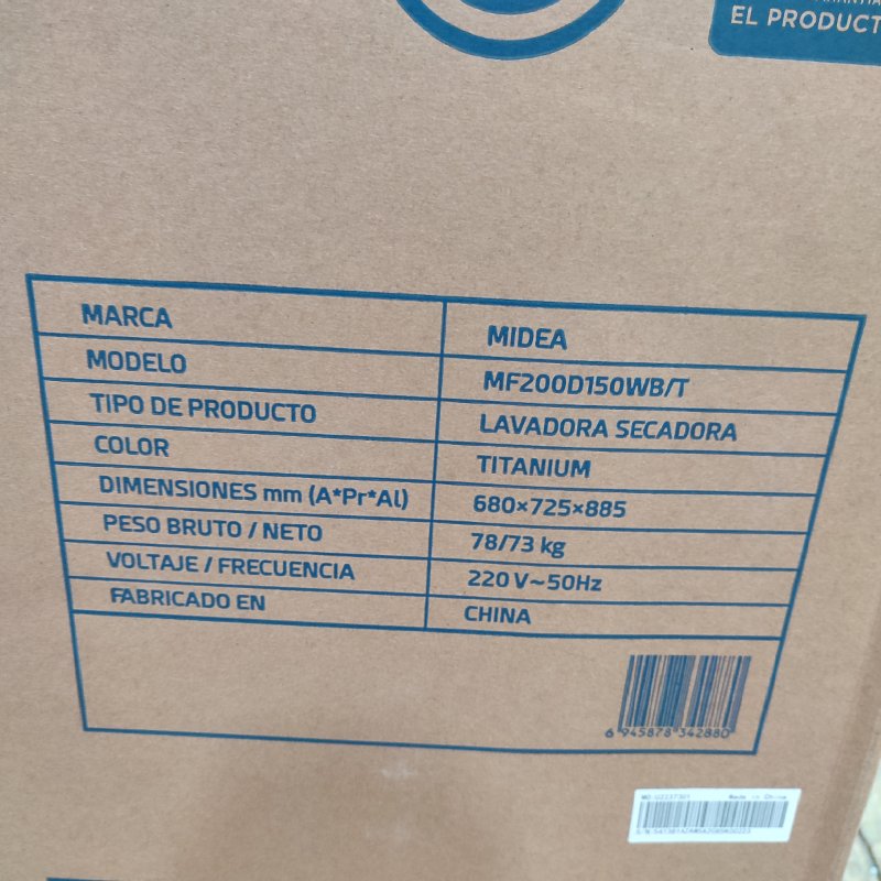 Lavadora Secadora Carga Frontal Midea Mf200d150wb/T Titanium 15kg/11kg