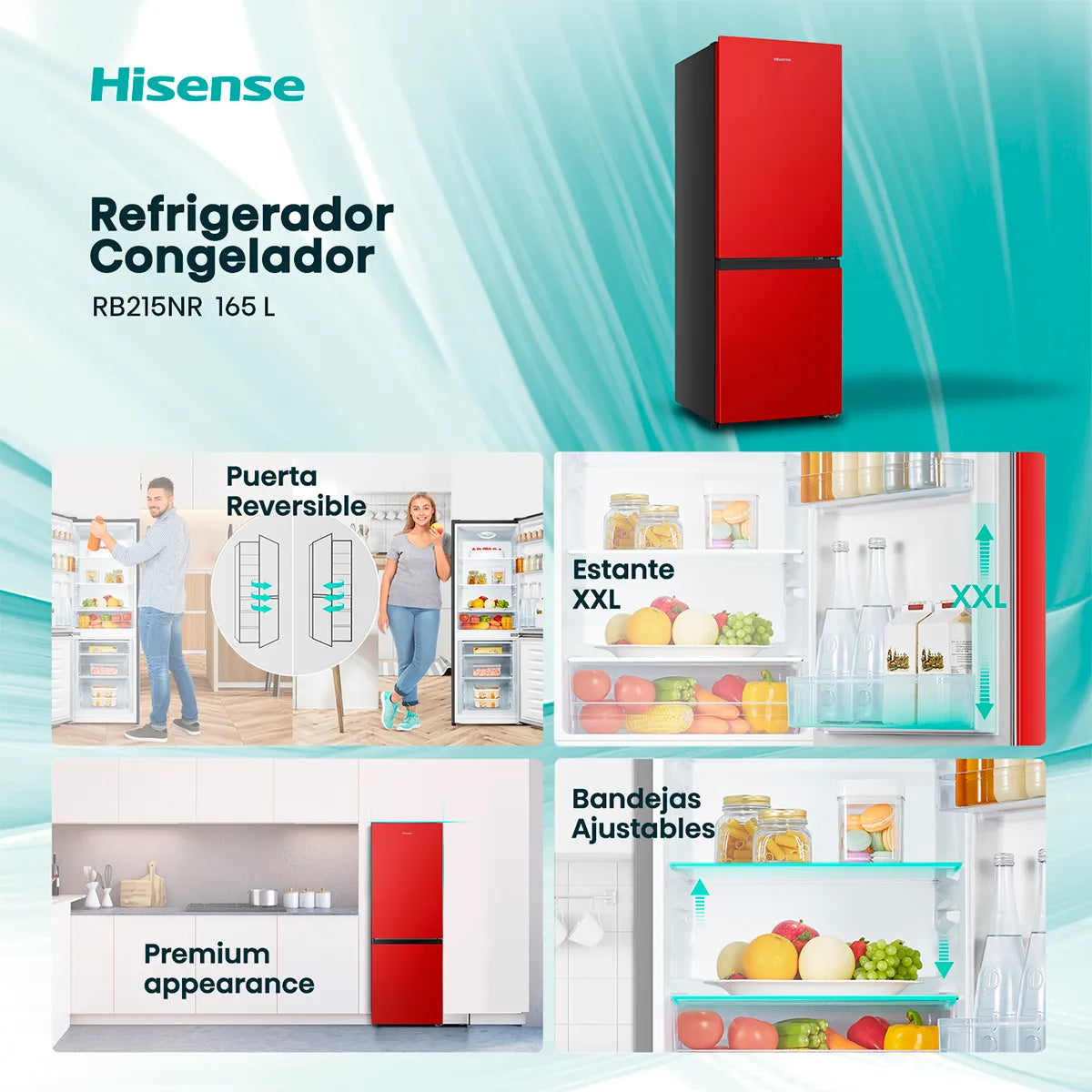 Refrigerador Hisense RB215NR 165 Litros Rojo
