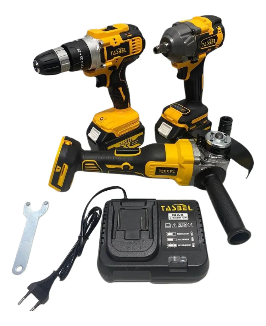 Llave De Impacto Esmeril Y Taladro Percutor Tasbel Inalambricos 3 Unidad