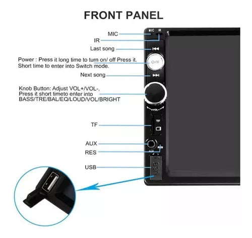 Radio Para Auto Generico 7010B Pantalla Táctil Con Bluetooth 7 Pulg