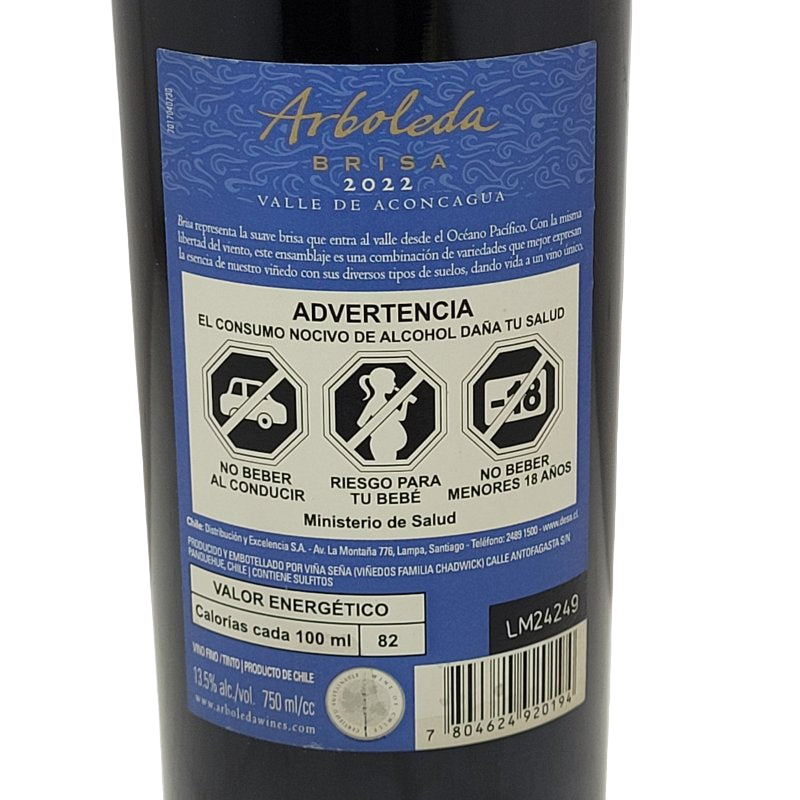 Vino Tinto Brisa Arboleda Ensamblaje Valle De Aconcagua 750 Ml 1 Botella 2022