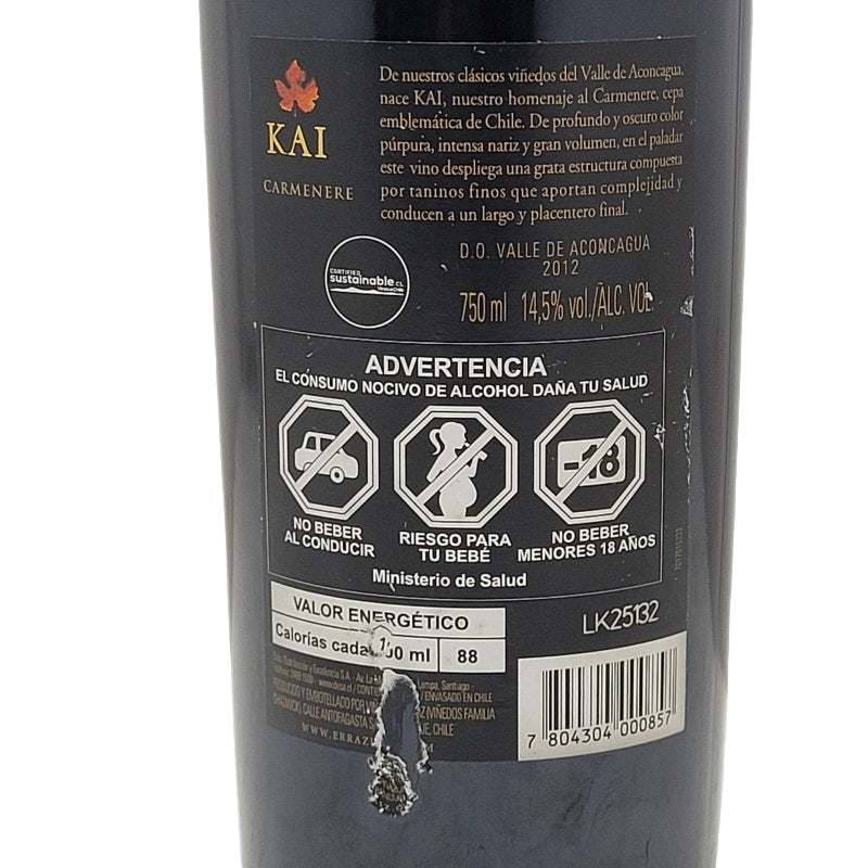 Vino Tinto  Errazuriz Kai Carmenere 750 Ml 2013