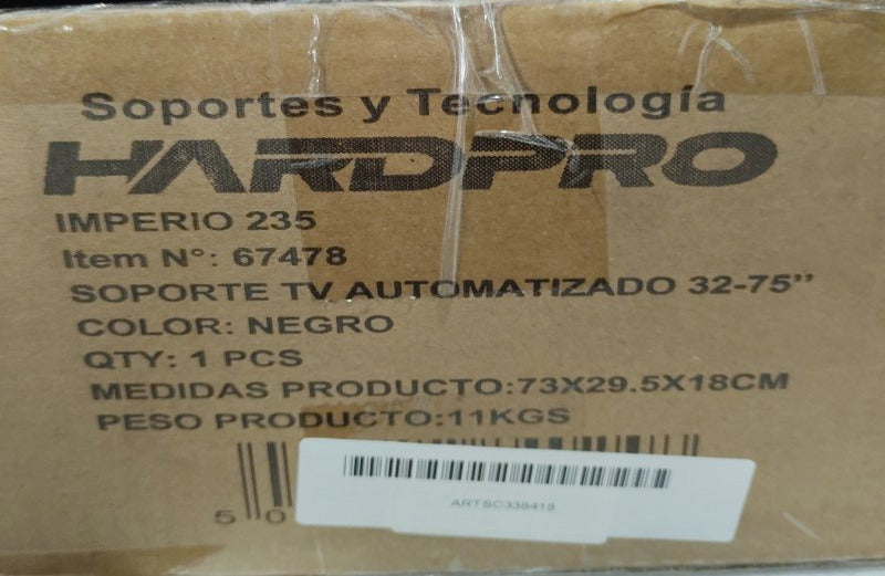 Soporte de TV Automatizado Hardpro para Pantallas de 32 a 75 Pulgadas, Negro