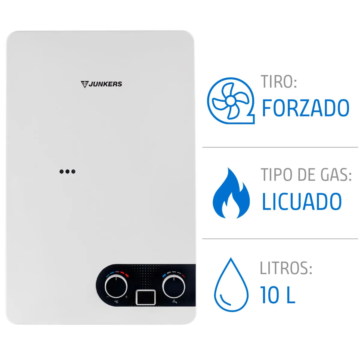 Calefón Gas Licuado Junkers WD10KME31S4300 10 Litros Blanco