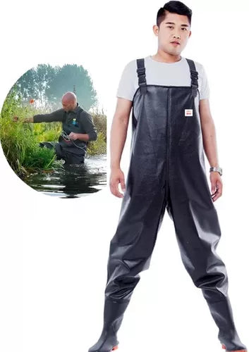 BOTAS FISHING GENERICO WADERS DE UNA SOLA PIEZA, IMPERMEABLES NEGRO 2XL