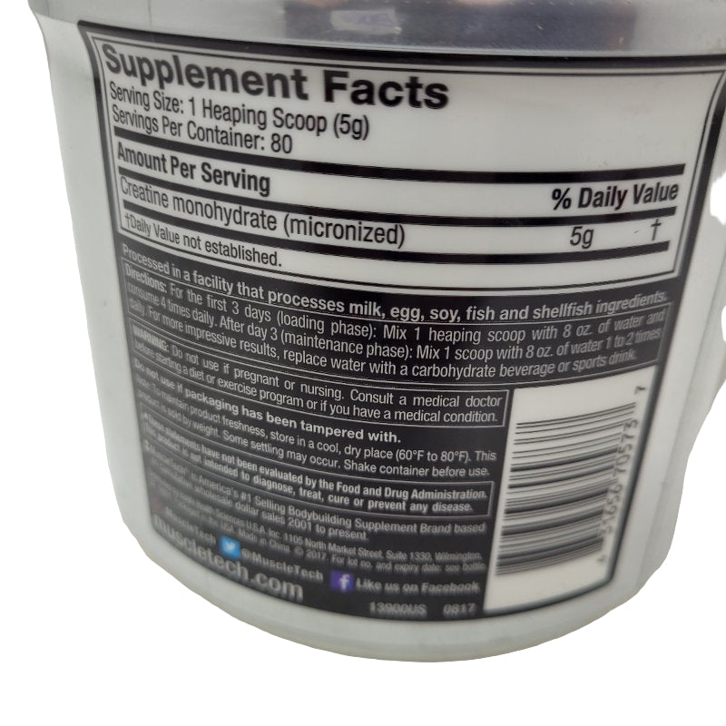 Creatina 100% Muscletech Sabor Muscletech, Sin Sabor 400 G