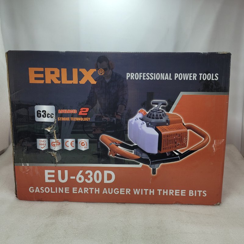 Motor Ahoyador De Tierra De Gasolina Erux Eu-630d Naranjo 63cc