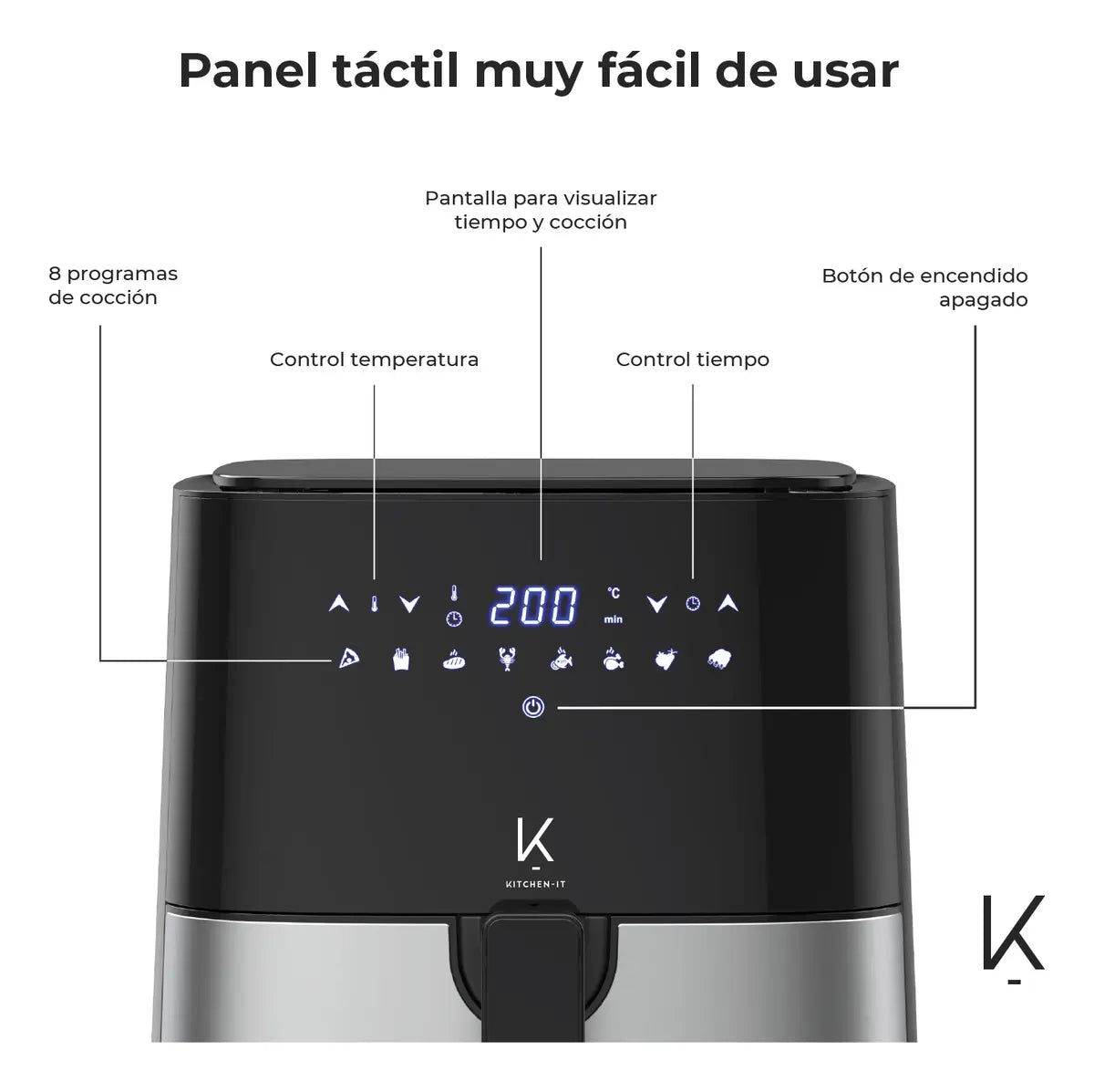 Freidora de Aire Kitchen-IT Plus Edition 5 Litros, Negro