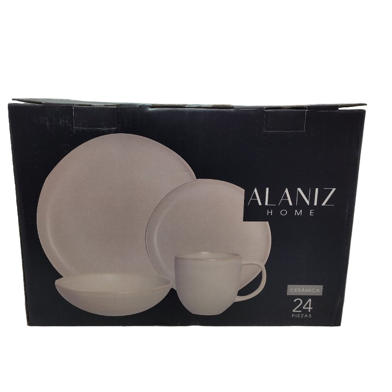 Juego De Vajillas Ceramica Alaniz Home 92b-006-Set24 Natural 24