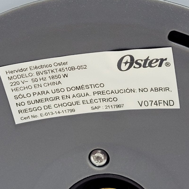Hervidor Eléctrico Premium Oster Bvstkt4510b Gris 1.5L