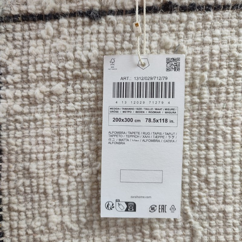 Alfombra Rectangular Zara Home Lana Boucle Blanco 200x300cm