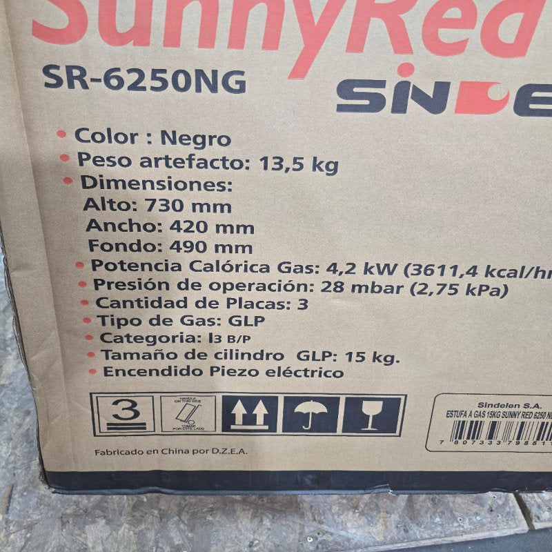 Estufa A Gas Infrarroja Sindelen Sr-6250ng Negro 4.2kw
