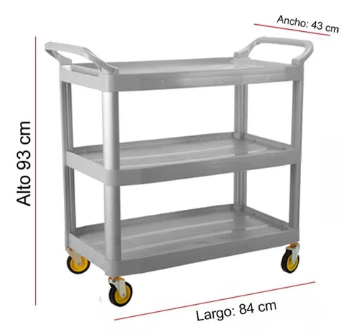 Carro Hotelero Multiuso Generico 3 Niveles Con Ruedas Gris