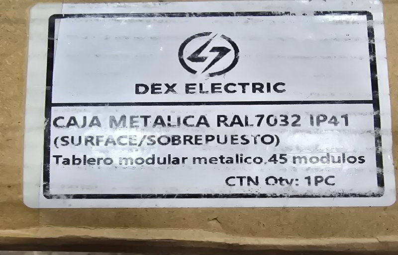 Tablero Metalico Sobrepuesto Ral 7032 Dex Electric Ip41 Gris 60x40x9 Cm