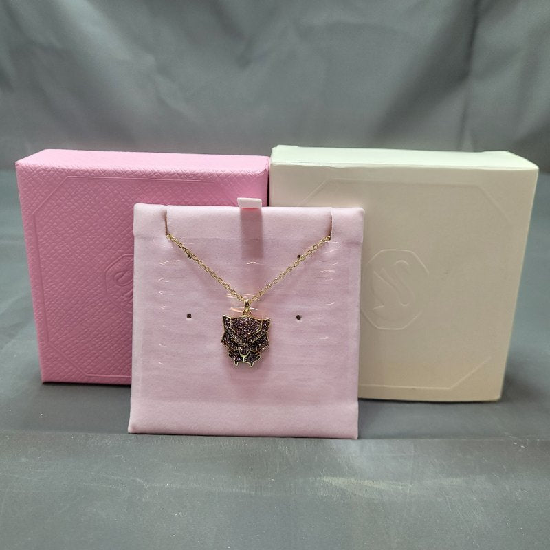 Collar Cara Pantera Marvel Swarovski 5650574 Plateado / Rosado
