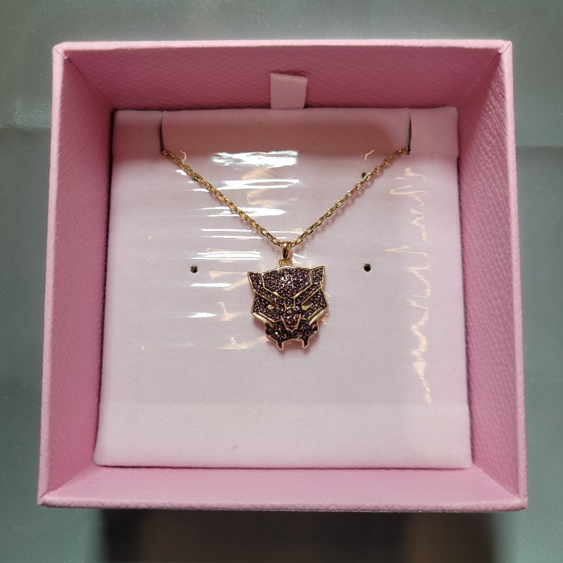 Collar Cara Pantera Marvel Swarovski 5650574 Plateado / Rosado