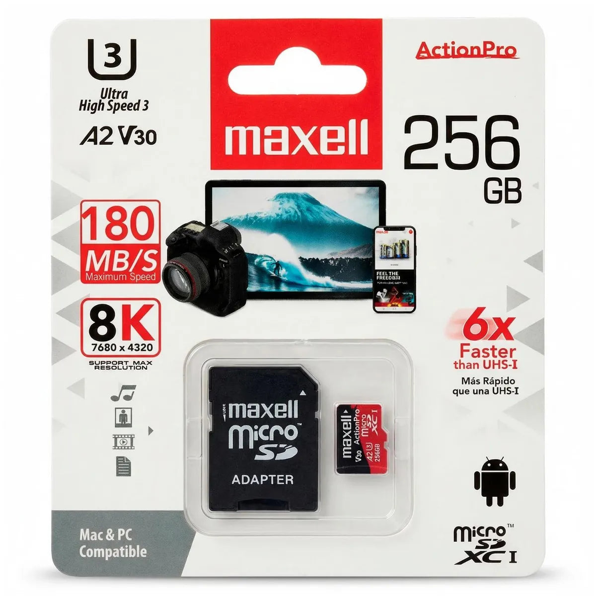 Tarjeta de Memoria Micro SDXC Maxell A1 V30 256GB