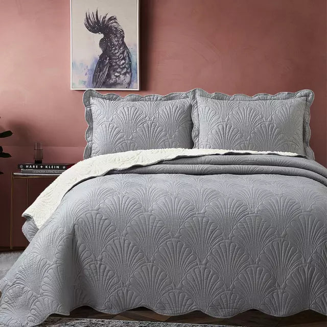 Cubrecama  Sherpa Liso 2 Plazas Mallorca Paris Gris 230x250 Cm