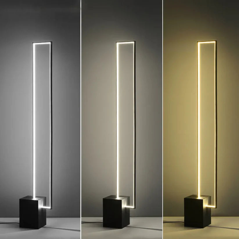 Lampara De Pie Led Santu Rectangular Negro