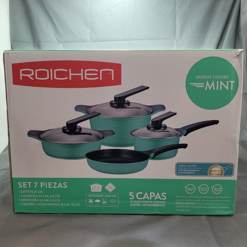 Set 7 Piezas Roichen Cerámica Antiadherente Verde