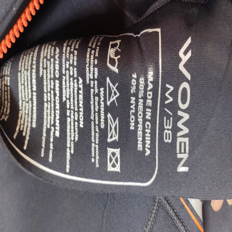 Traje De Buceo Aqua Lung Dive Mono 7mm Jumpsuit - Su262m Negro/Naranjo M (38) Femenino