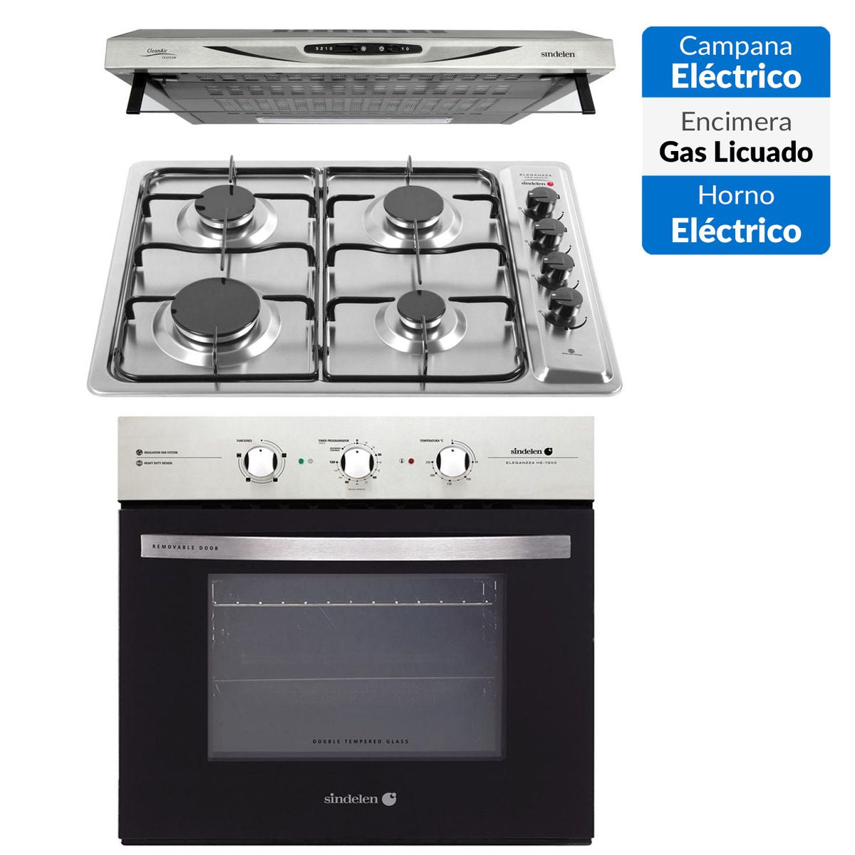 Kit Campana Encimera y Horno Sindelen HE-7200IN + CEG-4600IN + CA-610EIN