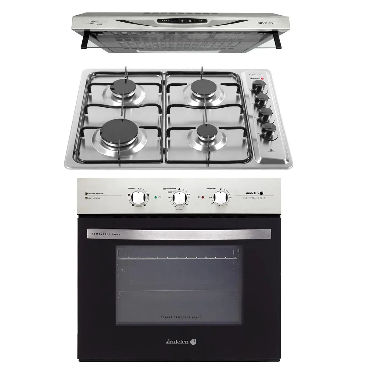 Kit Campana Encimera y Horno Sindelen HE-7200IN + CEG-4600IN + CA-610EIN