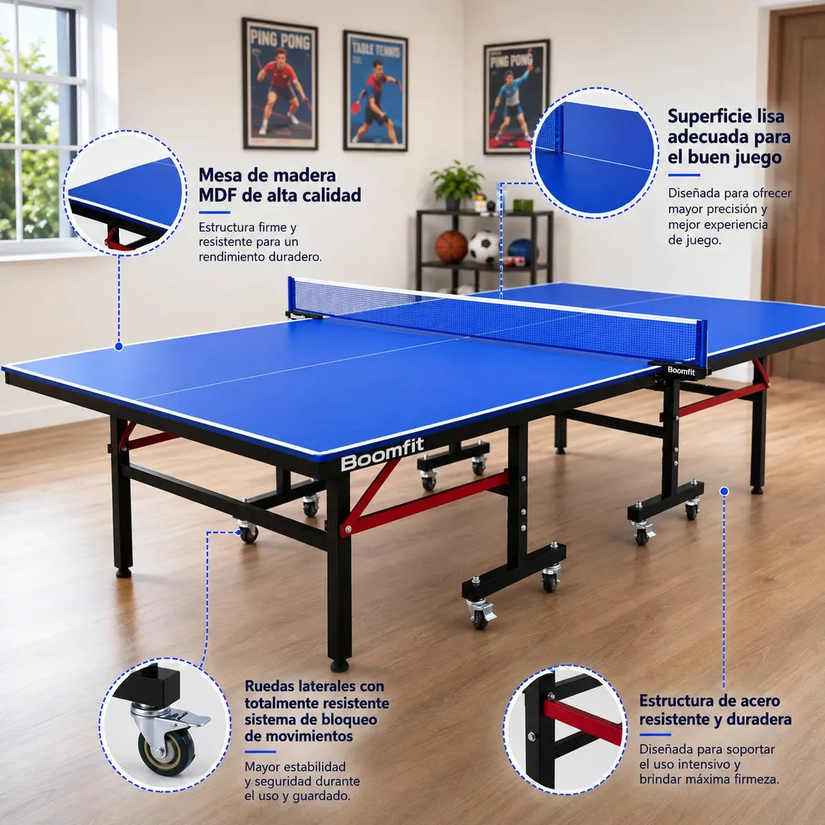 Mesa de Ping Pong Pro Boomfit 274x152x76 cm