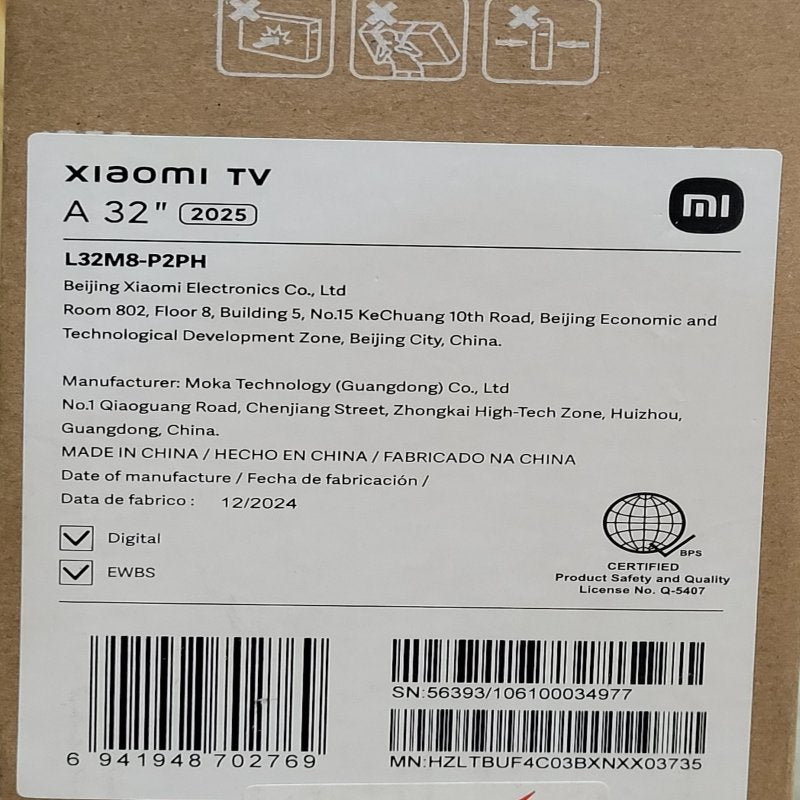 Smart Tv Xiaomi L32m8-P2ph A 2025 Negro 32 Pulgadas