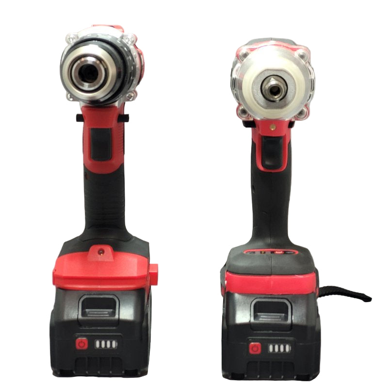 Kit Taladro + Llave  De Impacto Lernen 2 Baterías Rojo