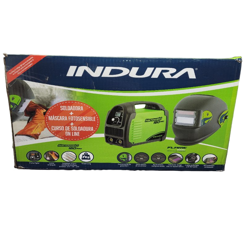 Kit Soldadora + Mascara Fotosensible Indura Nanoweld 160 Pro Verde/Negro